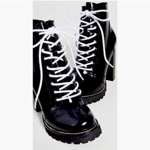 Jeffrey Campbell Refresh Black Box Leather Platform Chunky Lace-Up Ankle Booties